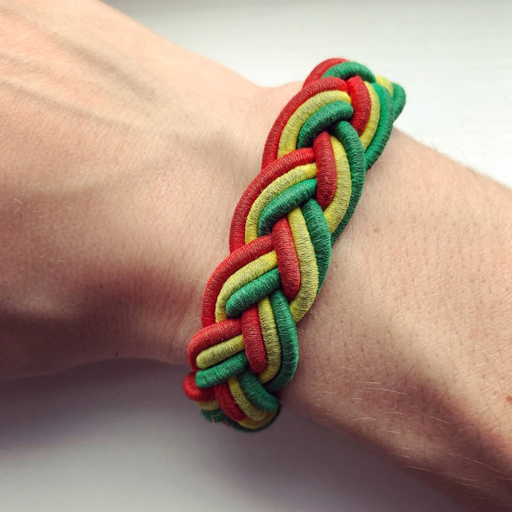 Red, yellow & green Jamaica woven bracelet